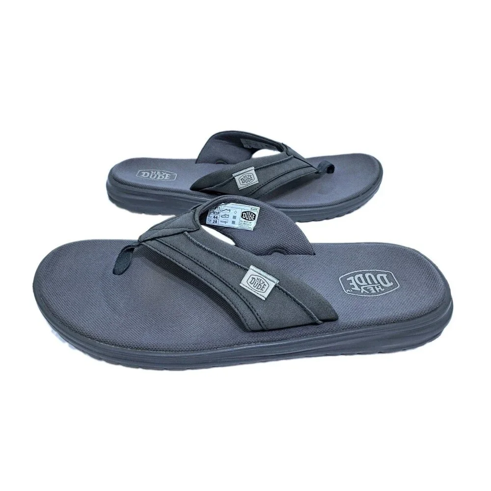 Hey Dude Sami Men's Size 11 Gray Casual Sandals Flip Flops Beach Pool